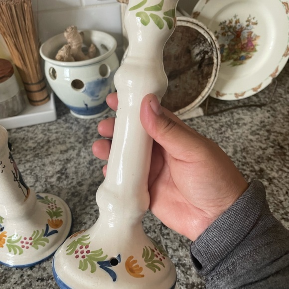 Hand painted taper holders . - Picture 4 of 4